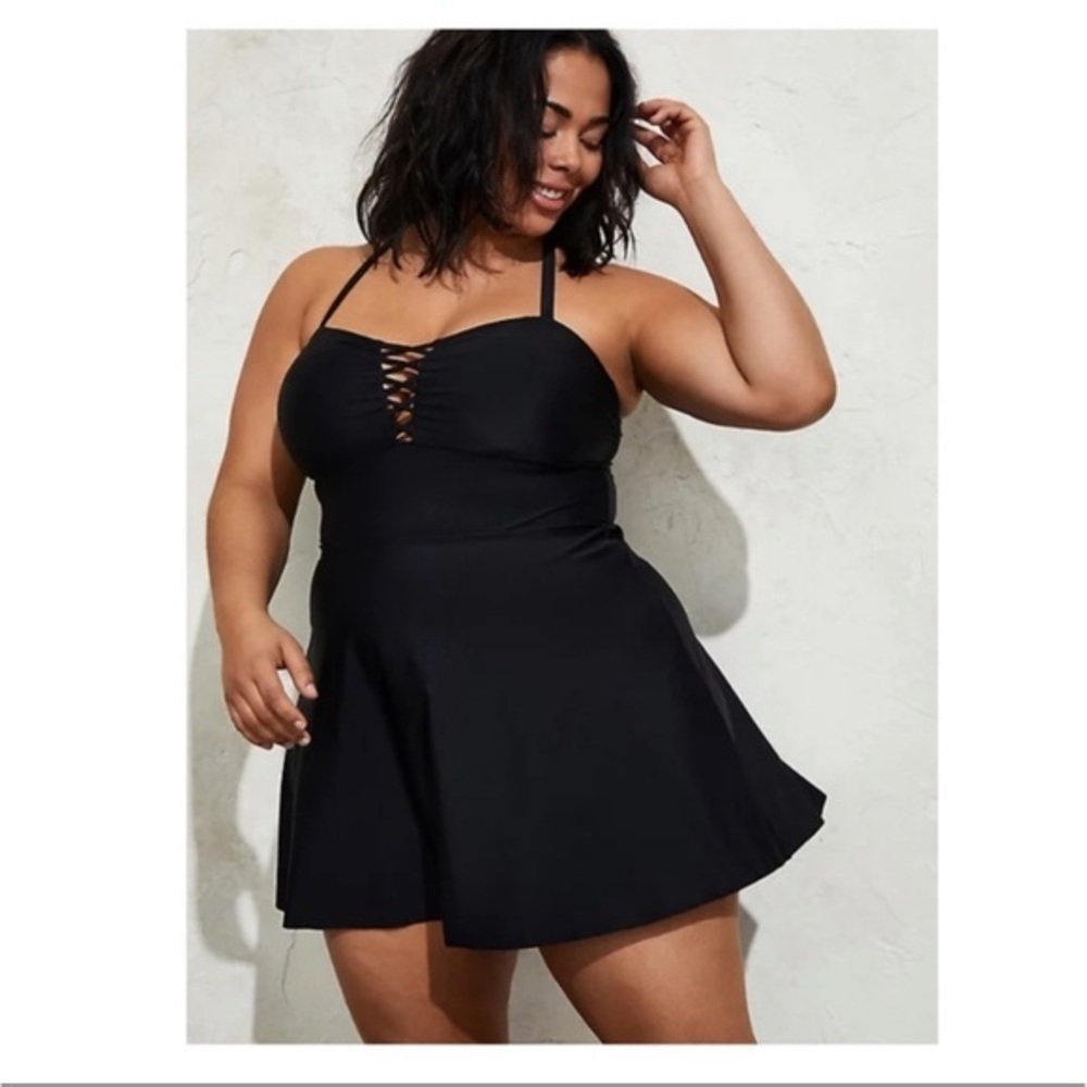 Torrid Crisscross Black Peplum Long Swimsuit NWT Size 5X